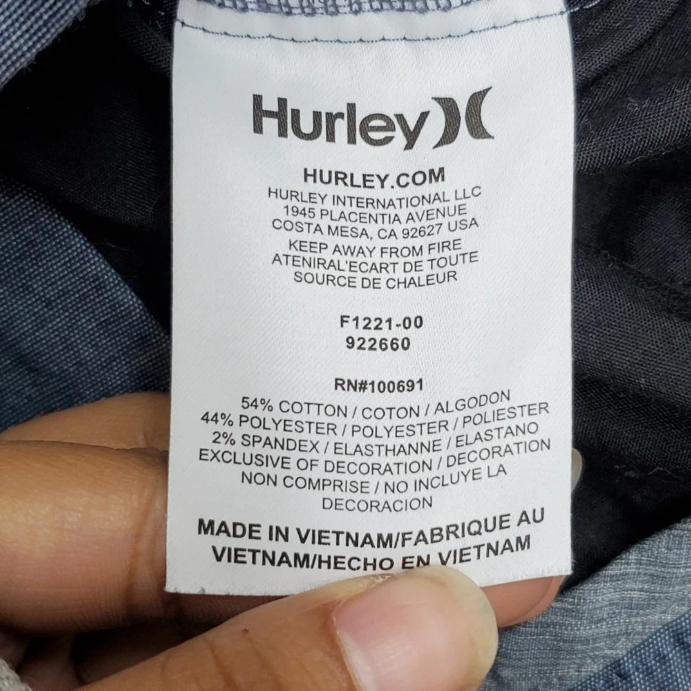Hurley Men Shorts 33 Blue Chino Casual 10